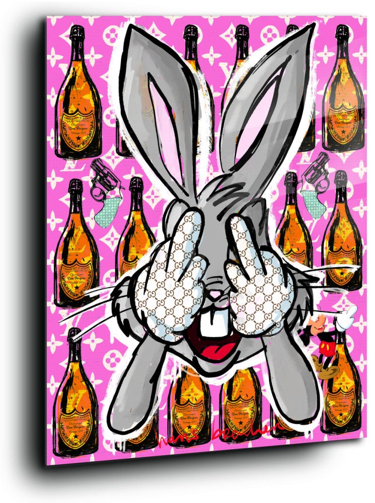 Fashion Bunny champagne pop art