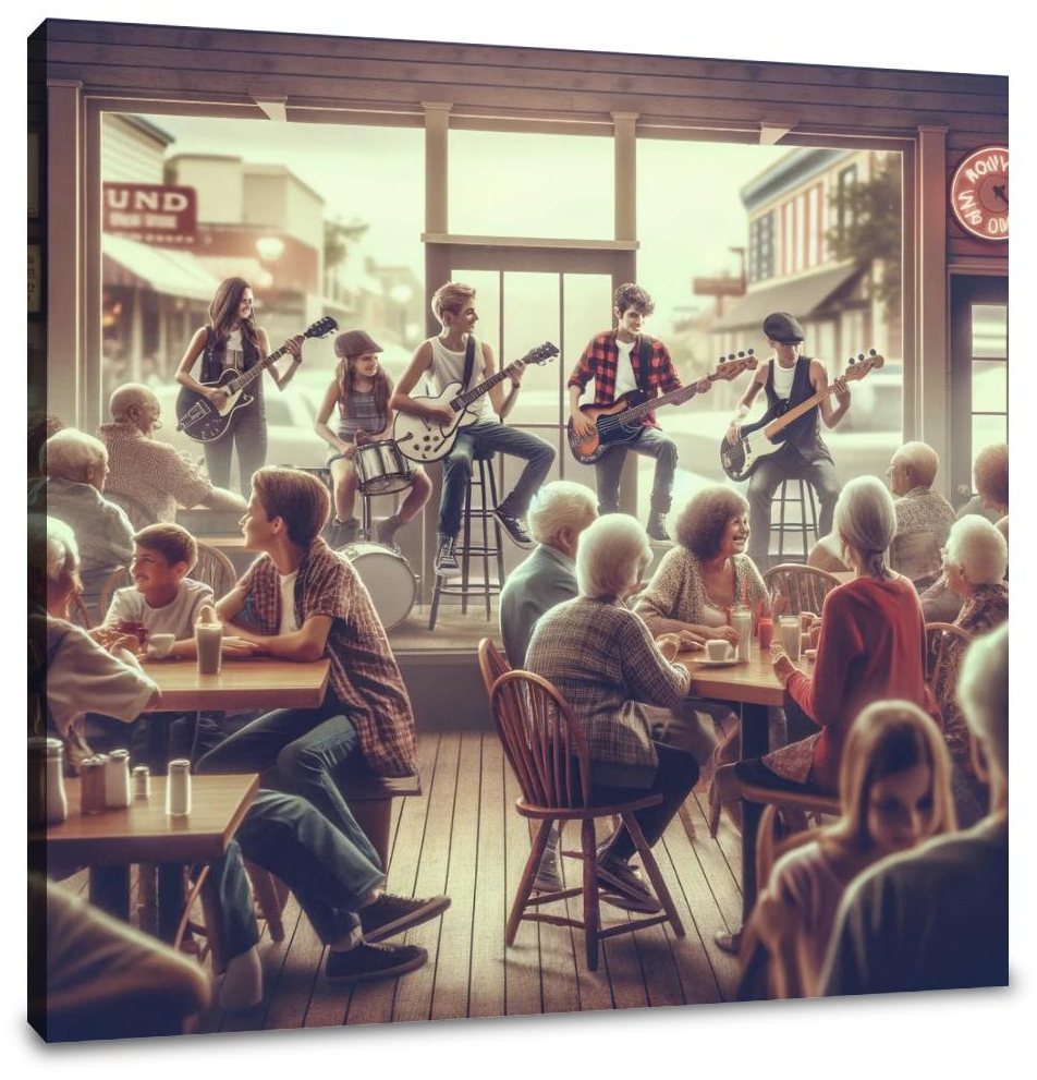Small-Town Diner Rock Canvas
