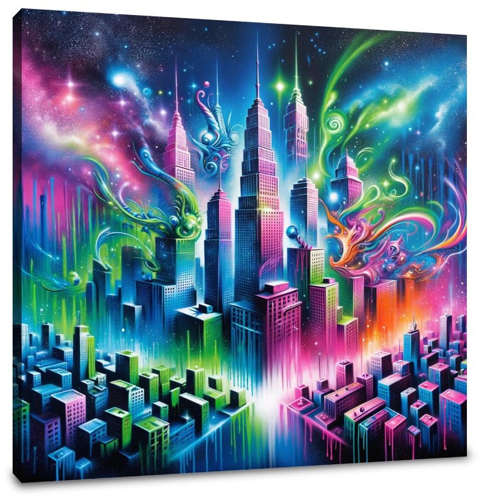 Neon Dreamscape Canvas