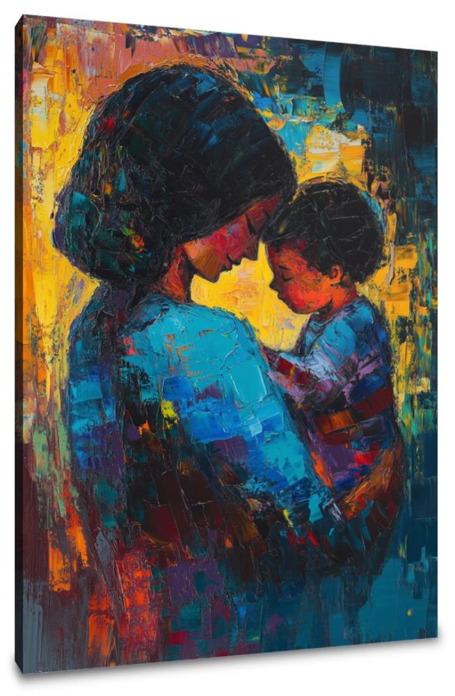 Mother and Child Vibrant Canvas