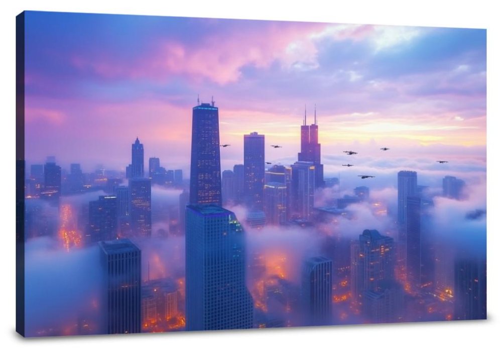 Futuristic Cityscape Canvas