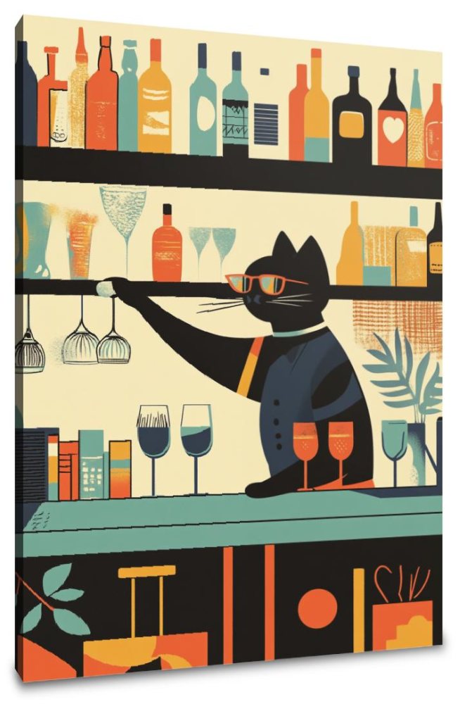 Cat Bartender's Whiskered Canvas