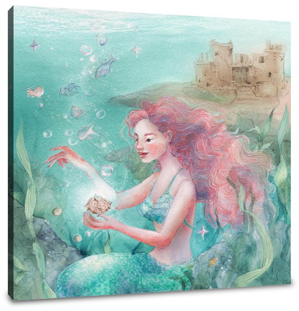 Mermaid Treasure Castle Canvas