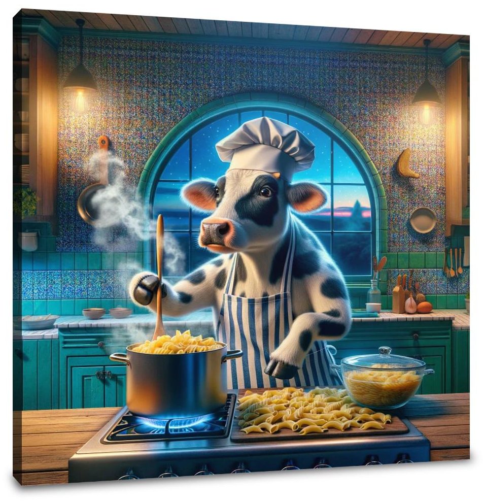 Pasta Chef Cow Canvas