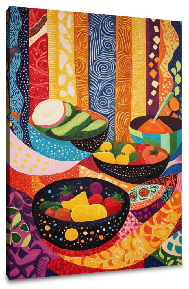 Global Culinary Folk Canvas