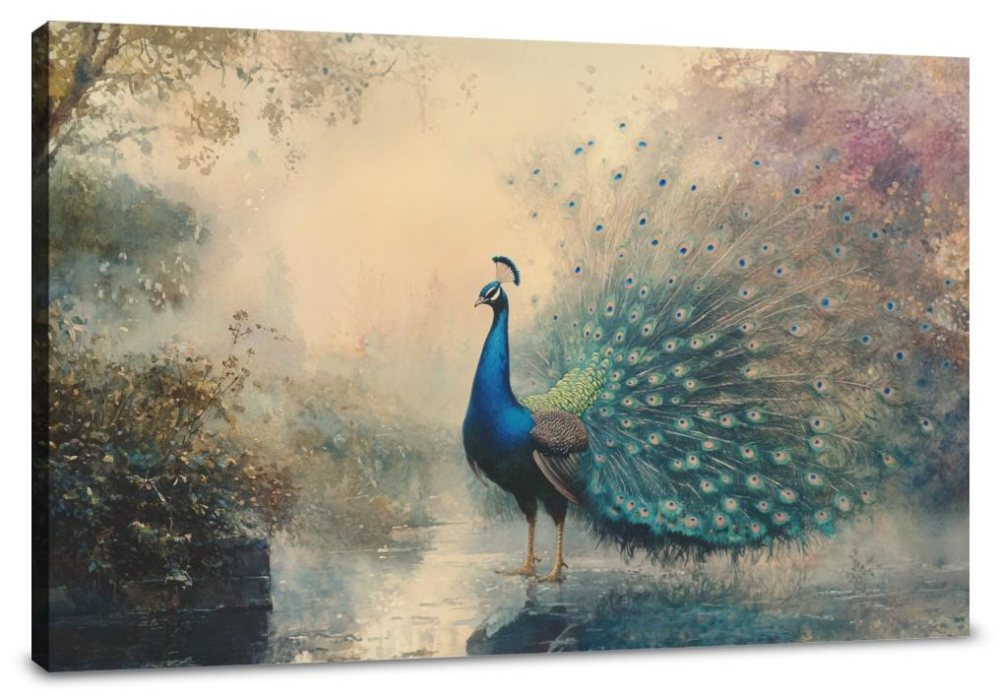 Peacock Tranquility Sunrise Canvas