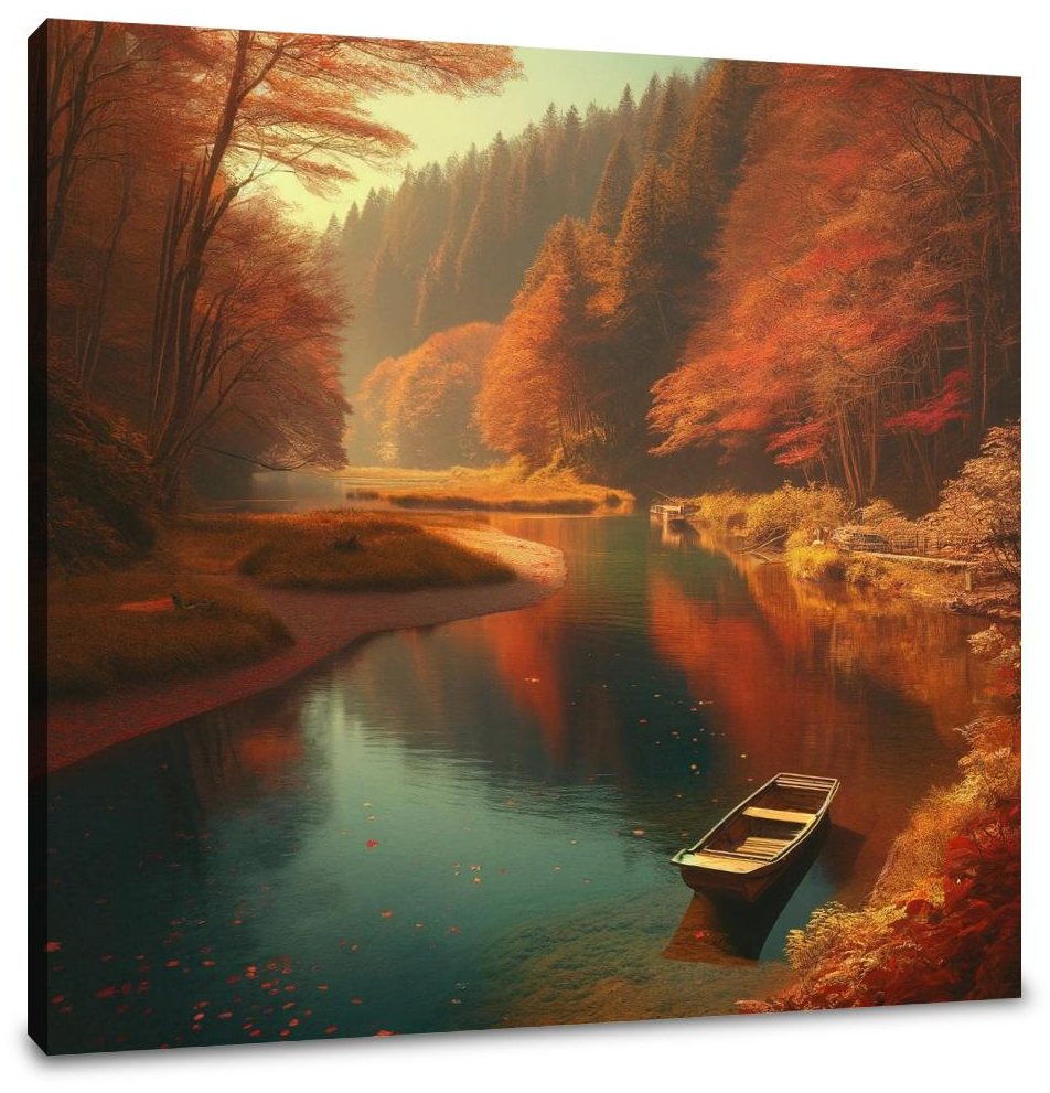 Autumn River Tranquility Canvas