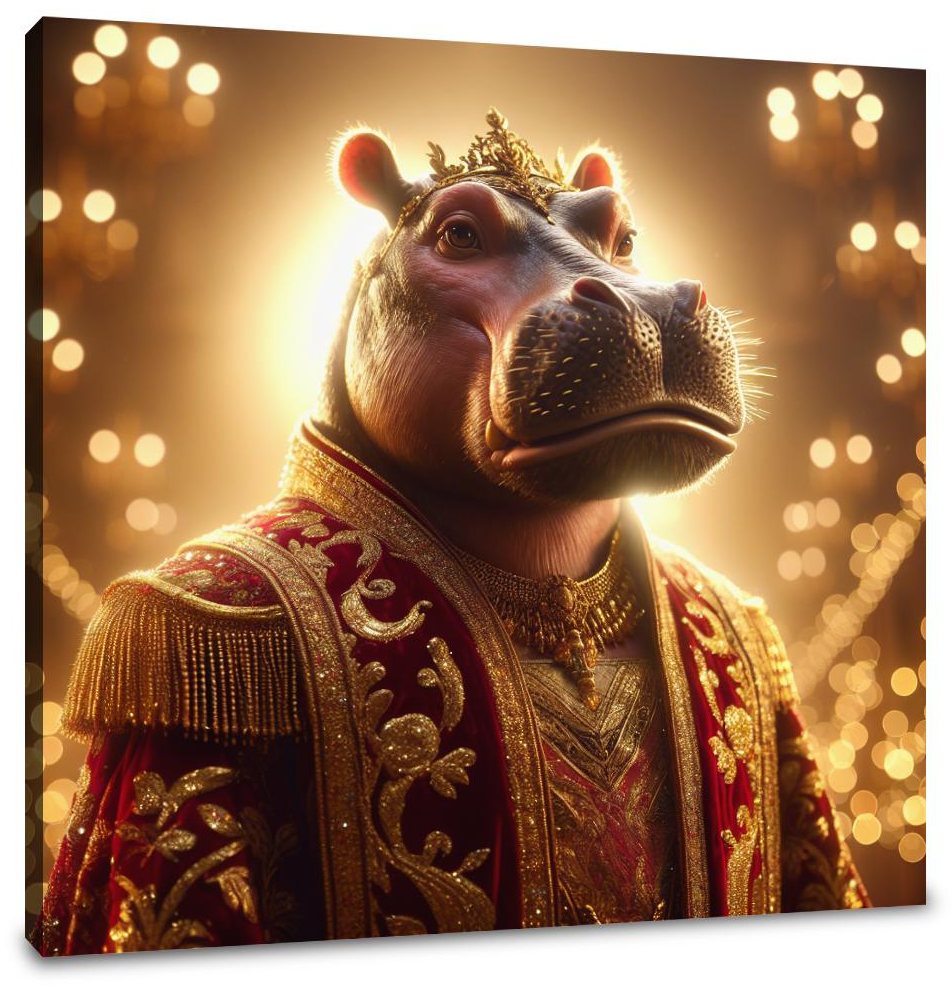 Regal Hippopotamus Elegance Canvas