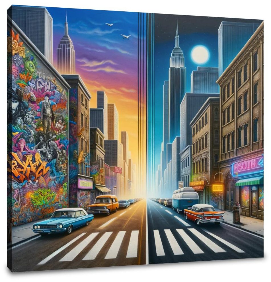 Contrasting Cityscape Canvas