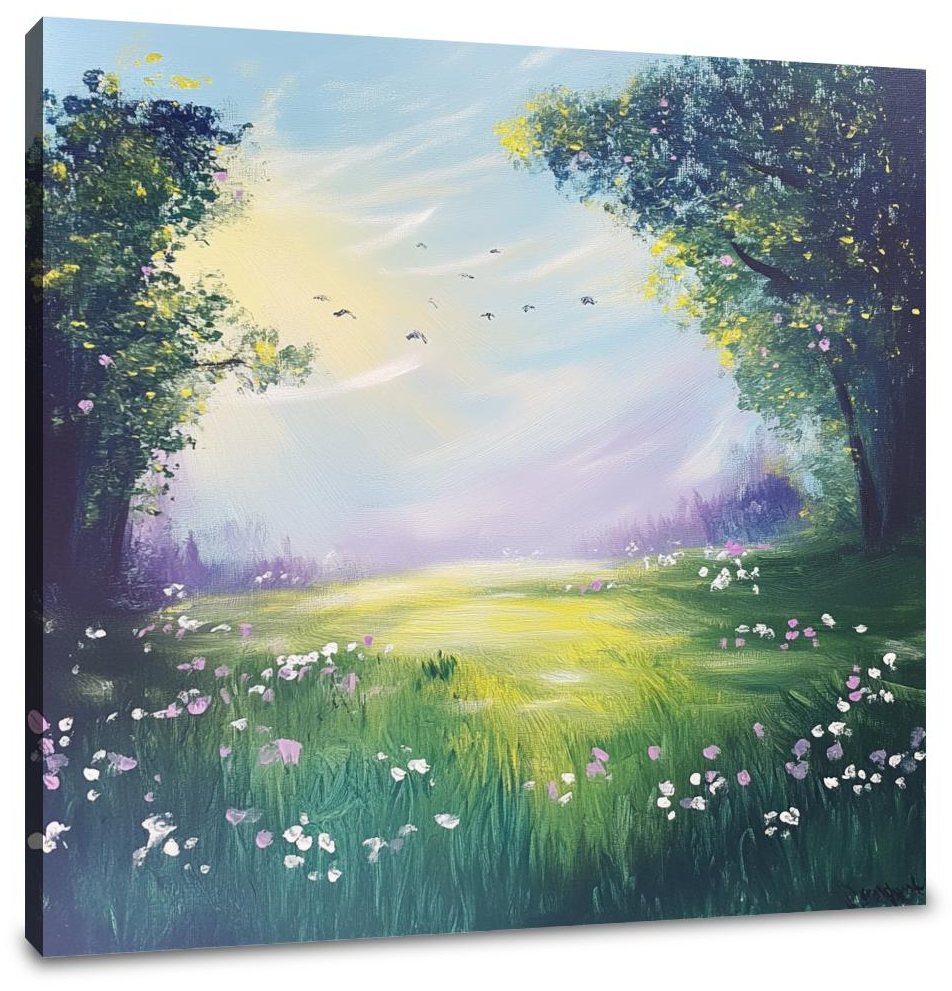 Morning Mist Meadow Canvas