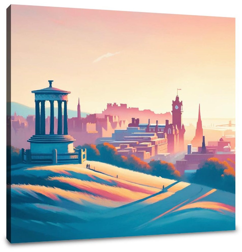 Edinburgh's Calton Hill Sunrise Minimalism Canvas