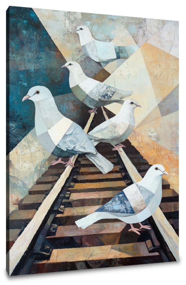 Geometric Doves Railway Canvas