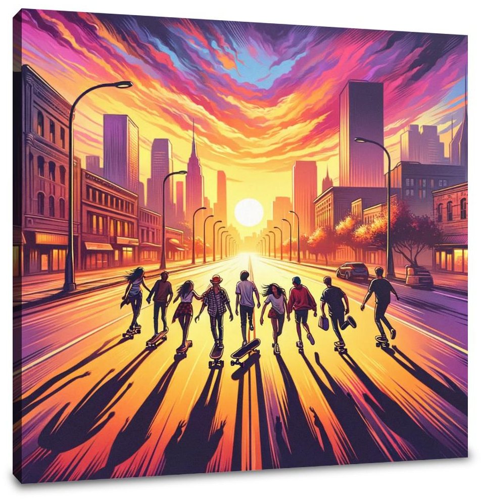 Golden Hour Skateboard Summer Canvas