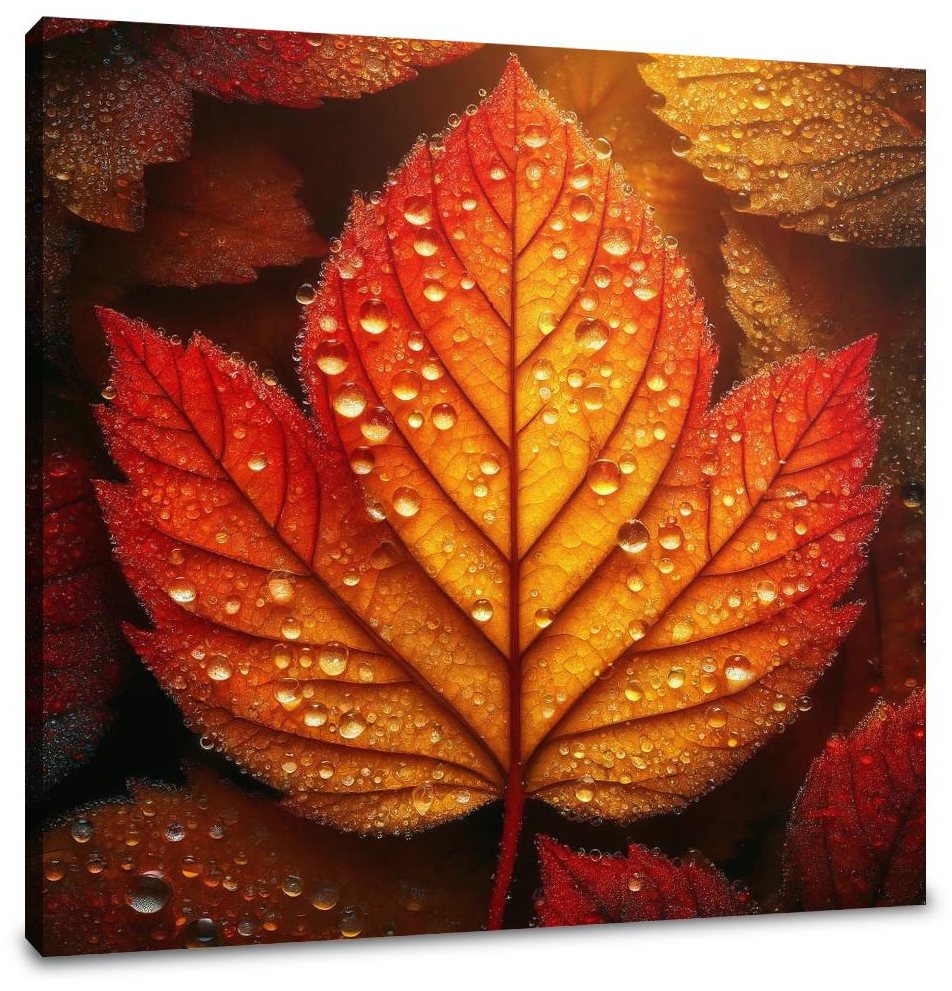 Dew-Kissed Autumn Leaf Canvas