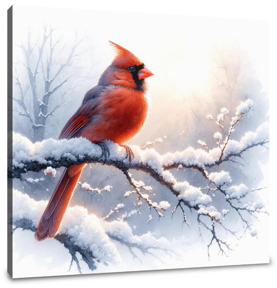 Cardinal's Winter Morning Canvas