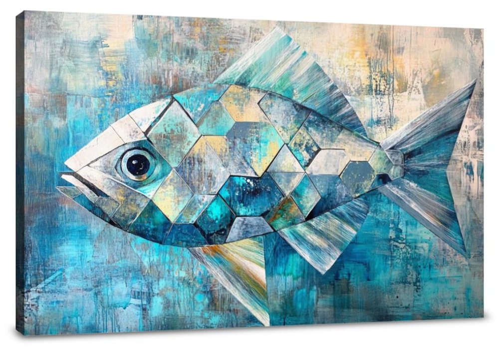Geometric Fish Elegance Canvas