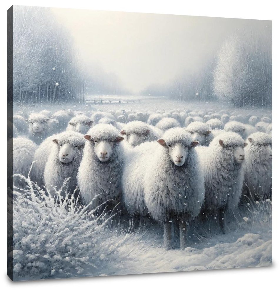 Winter's Embrace Sheep Canvas