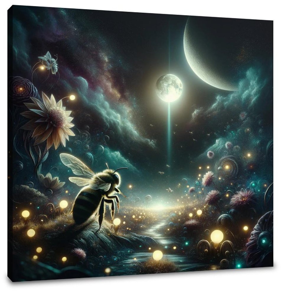 Night Bloom Bee Canvas
