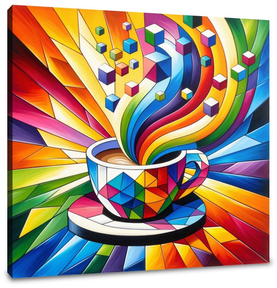 Cubist Rainbow Espresso Canvas