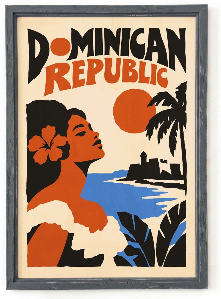 Dominican Republic Vintage Tropical Travel Poster Print