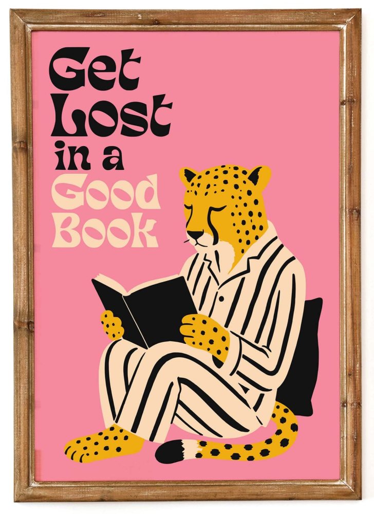 Reading Cheetah Book Lover Wall Art