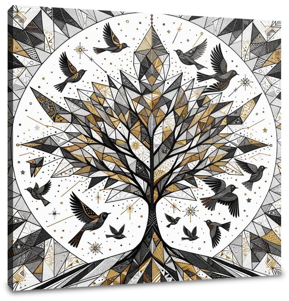 Golden Geometric Nature Canvas