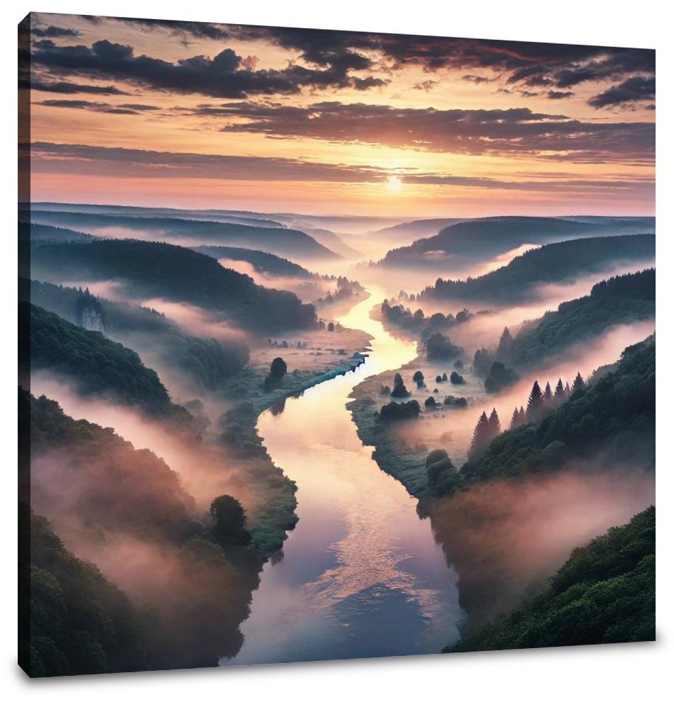 Misty Valley Sunrise Canvas