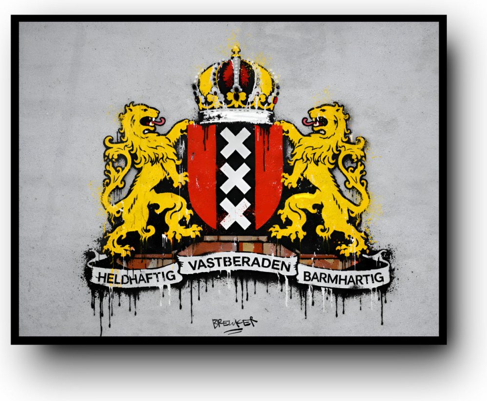 Colorful Coat of Arms of Amsterdam – Stencil Street Art