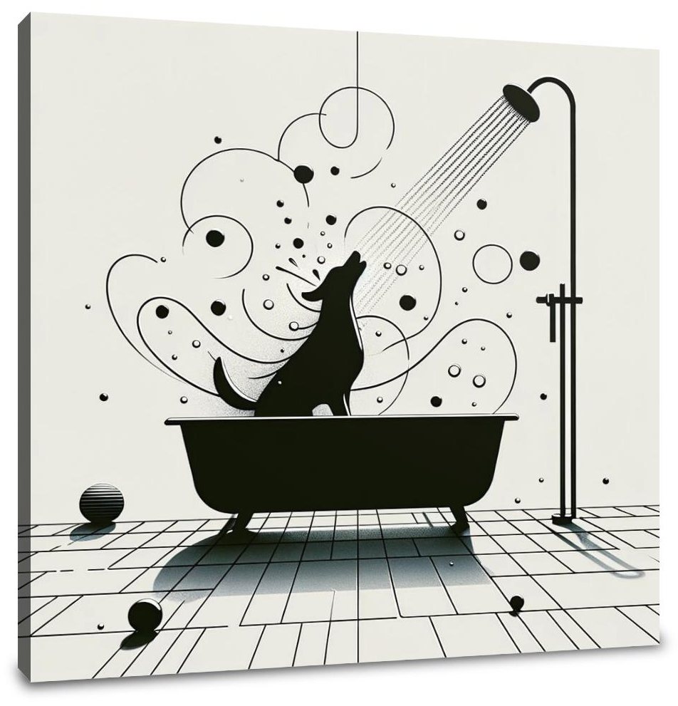 Minimalist Canine Bath Time Canvas