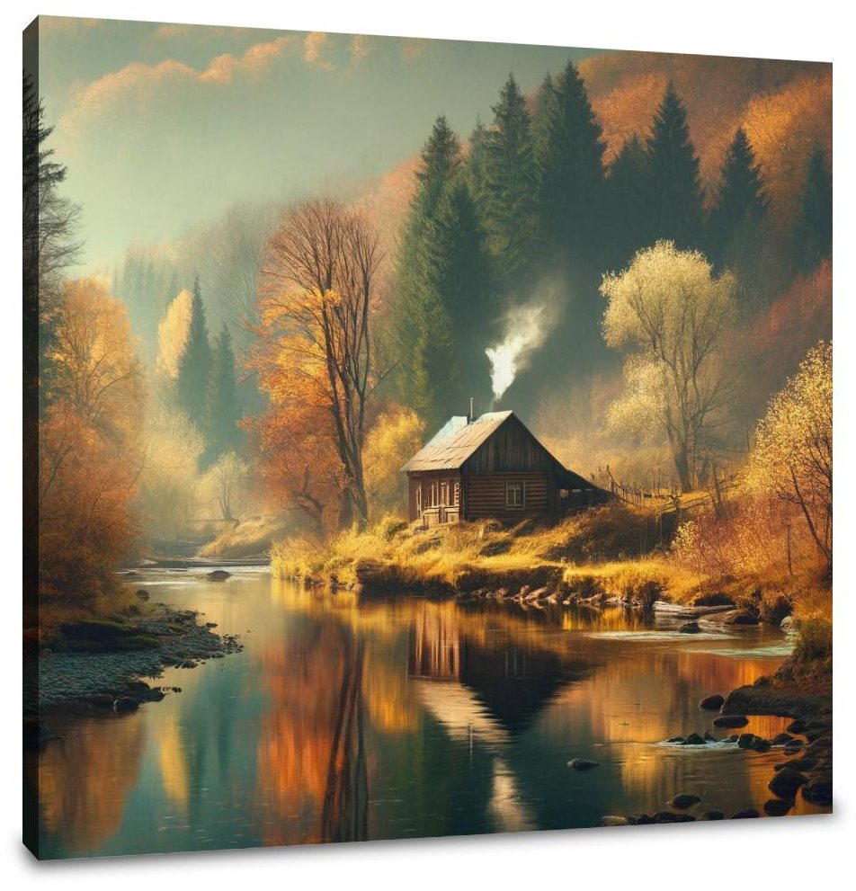 Autumn Riverside Retreat Canvas