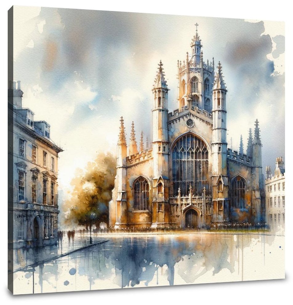 Cambridge St Mary's Watercolor Whisper Canvas