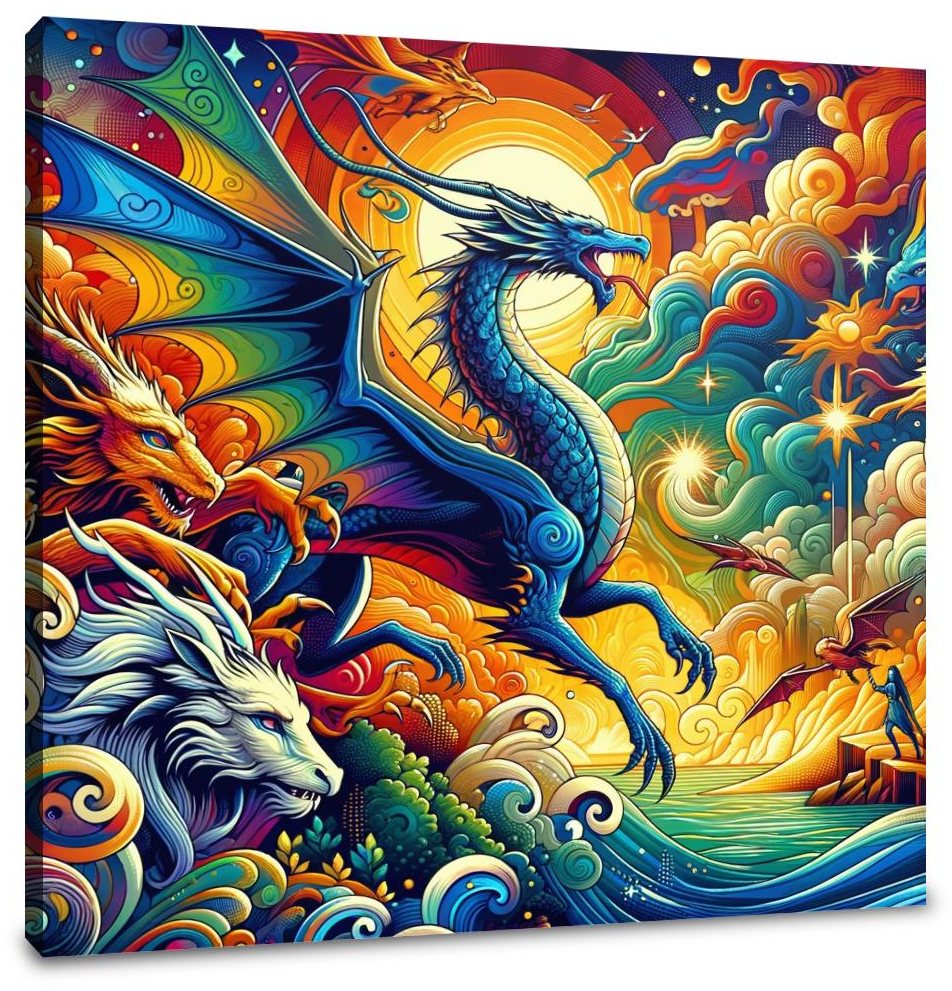 Dragon Fantasy Pop Art Fusion Canvas