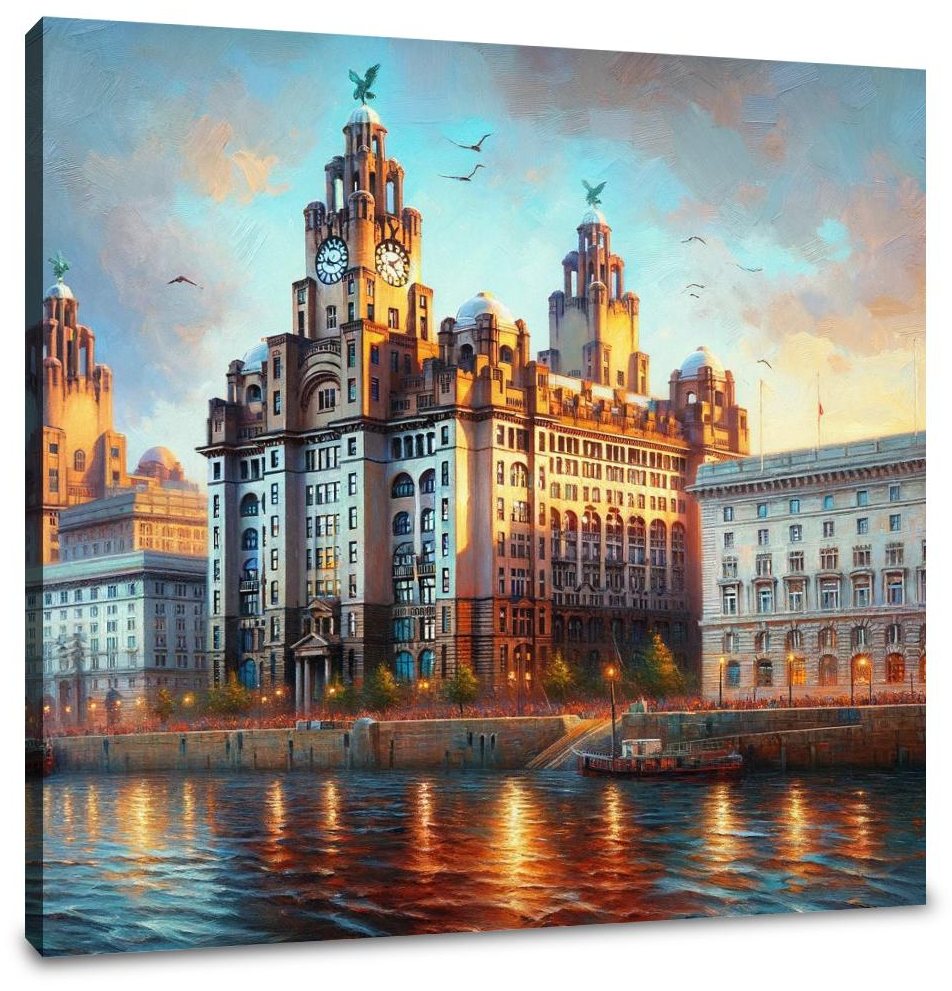 Liverpool Royal Liver Building Dusk Impression Canvas