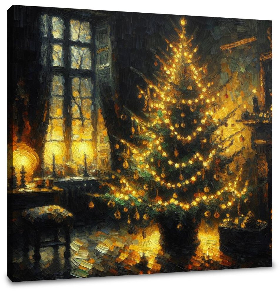 Golden Yuletide Nostalgia Canvas