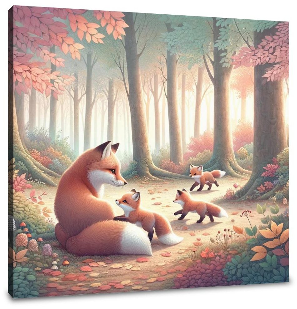 Playful Foxes Canvas