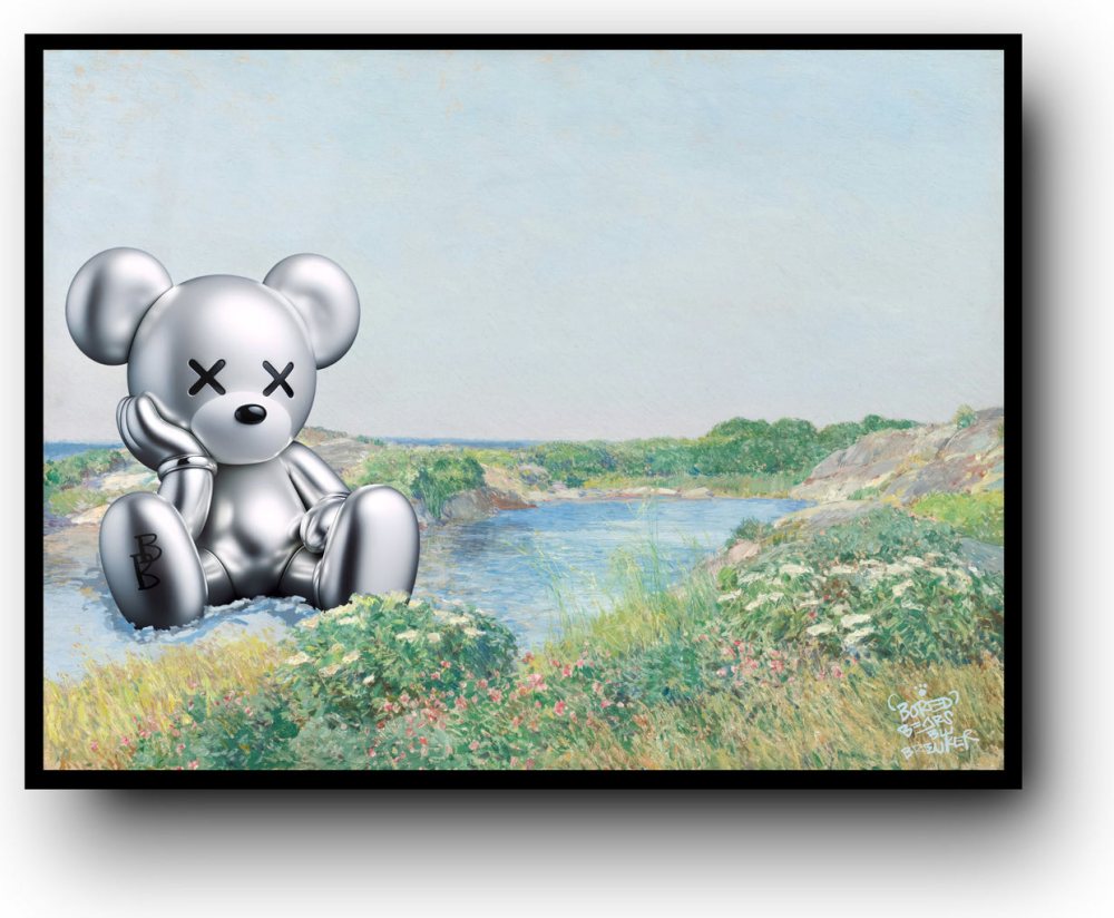 Silver bear, bored in a landscape