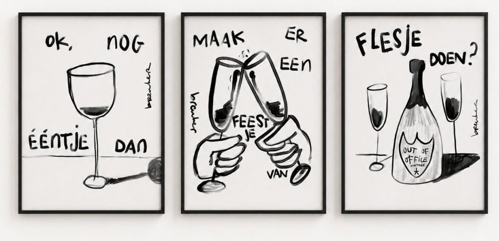 Drieluik borreltijd (3 schilderijen)
