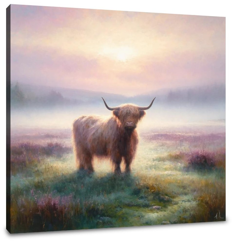 Highland Cow Dawn Canvas
