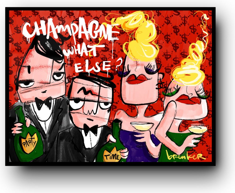 Champagne what else. Party time