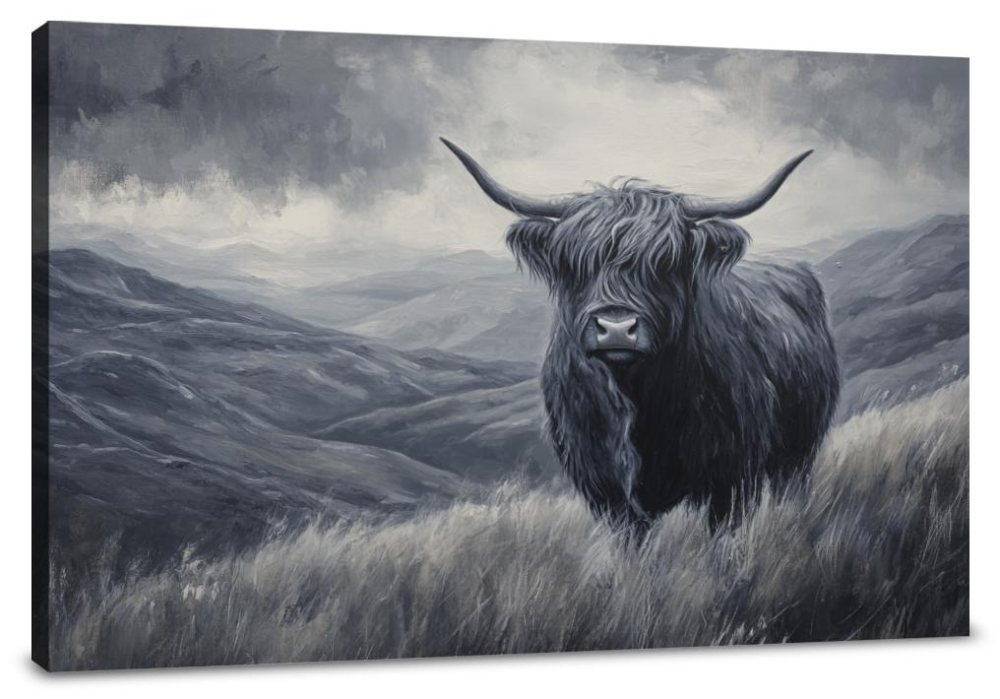 Monochrome Highland Majesty Canvas