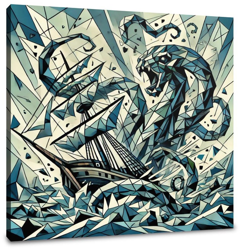 Cubist Kraken Canvas