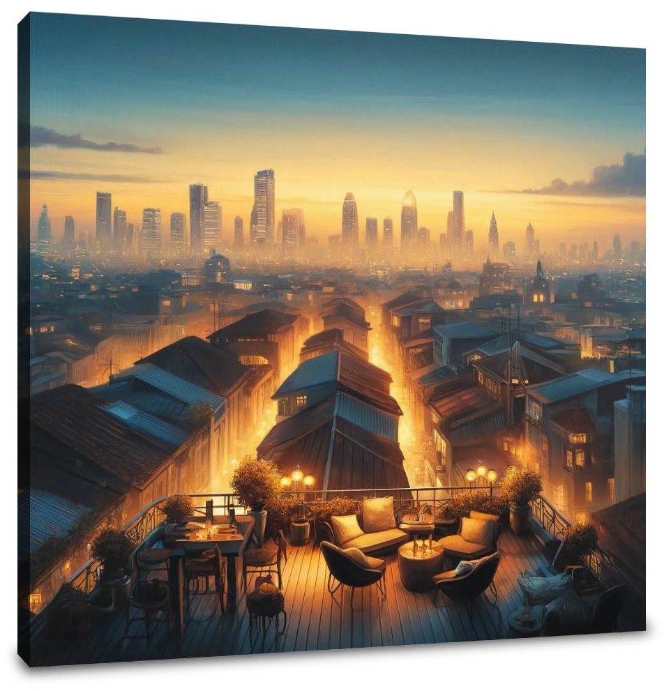 Dusk Over Rooftops Canvas