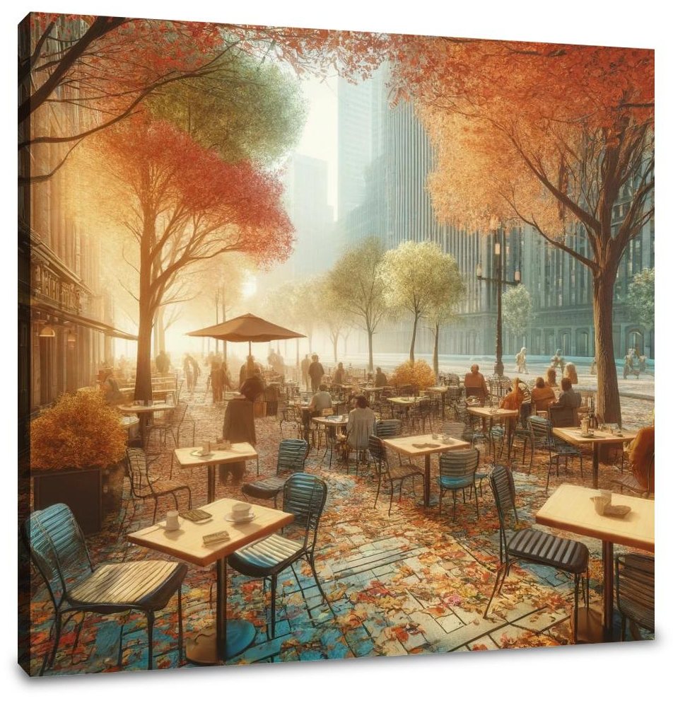 Autumn Morning Cafe Canvas