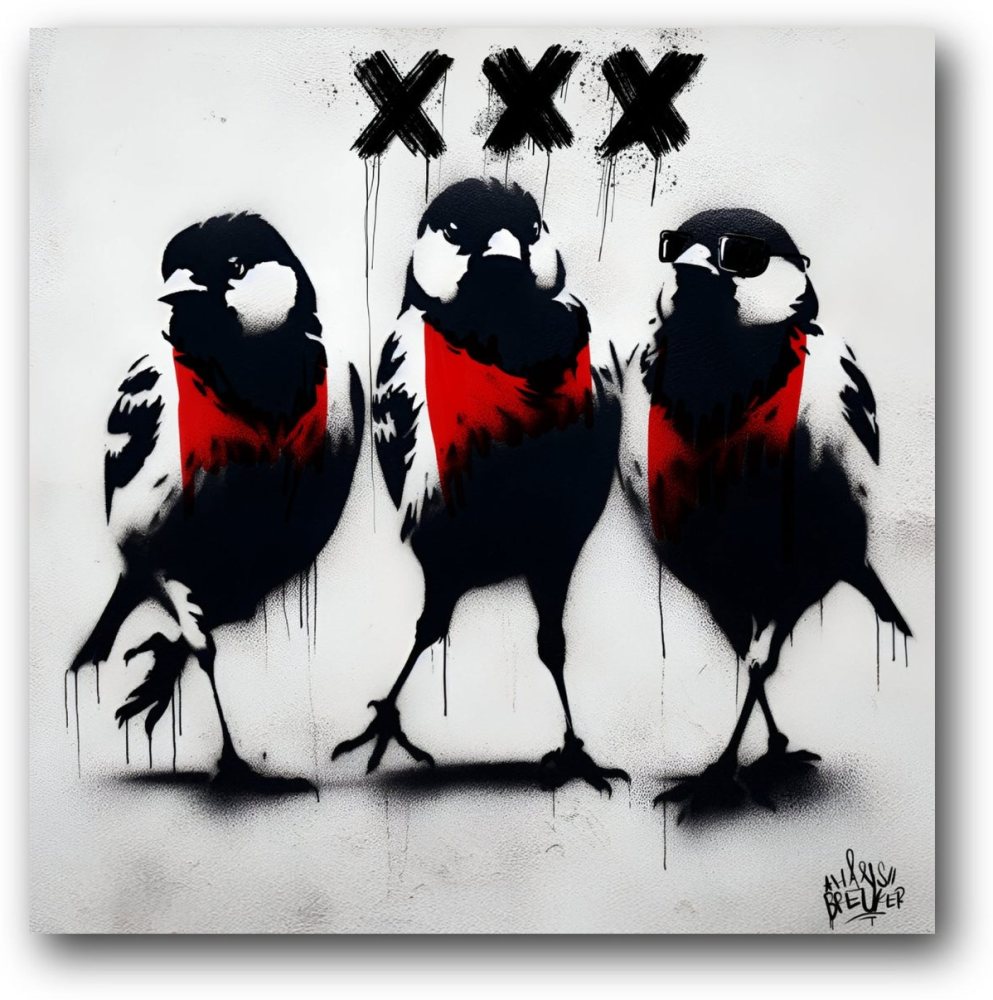 Three little birds Amsterdam stencil art