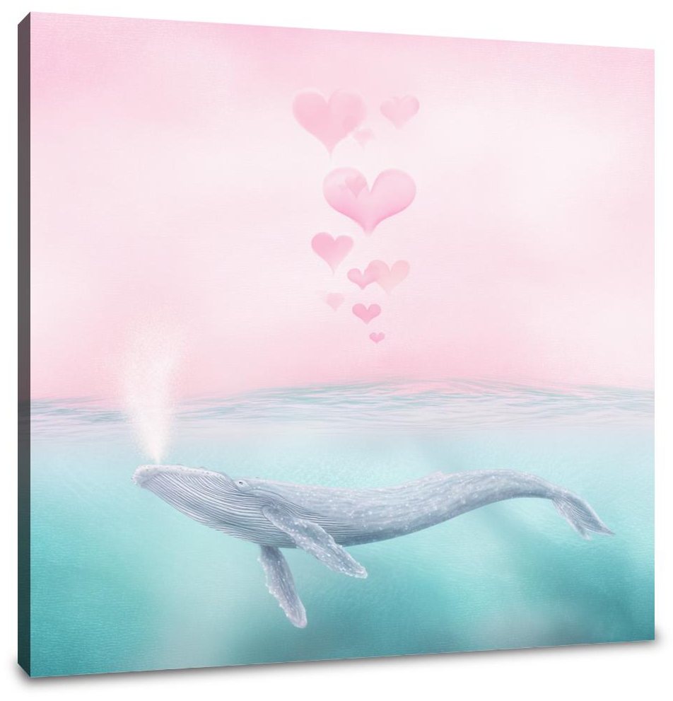 Heart Bubbles Whale Canvas