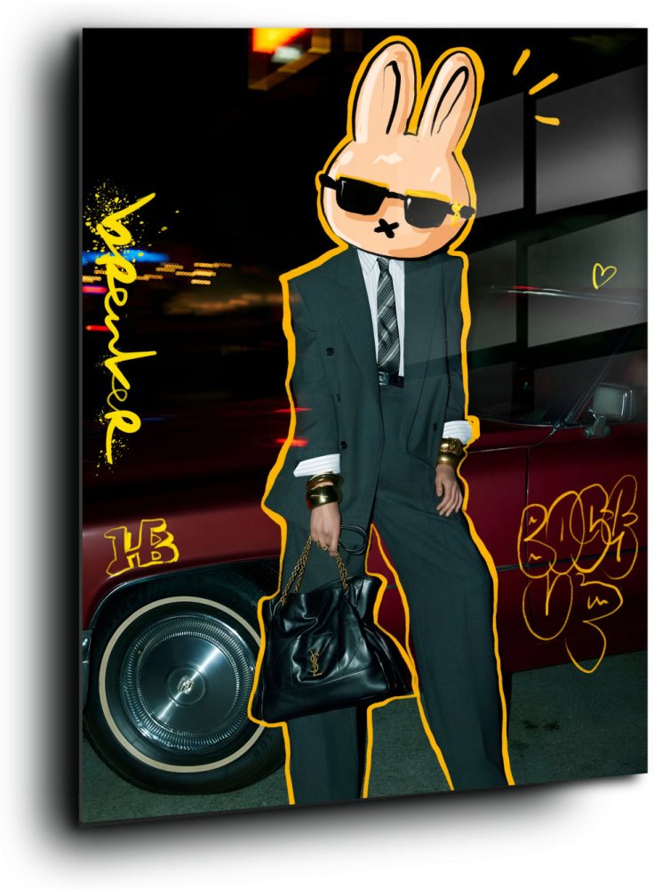 Nijntje Boss up. Pop art Yves Saint Laurent 60 x 80 cm plexiglas