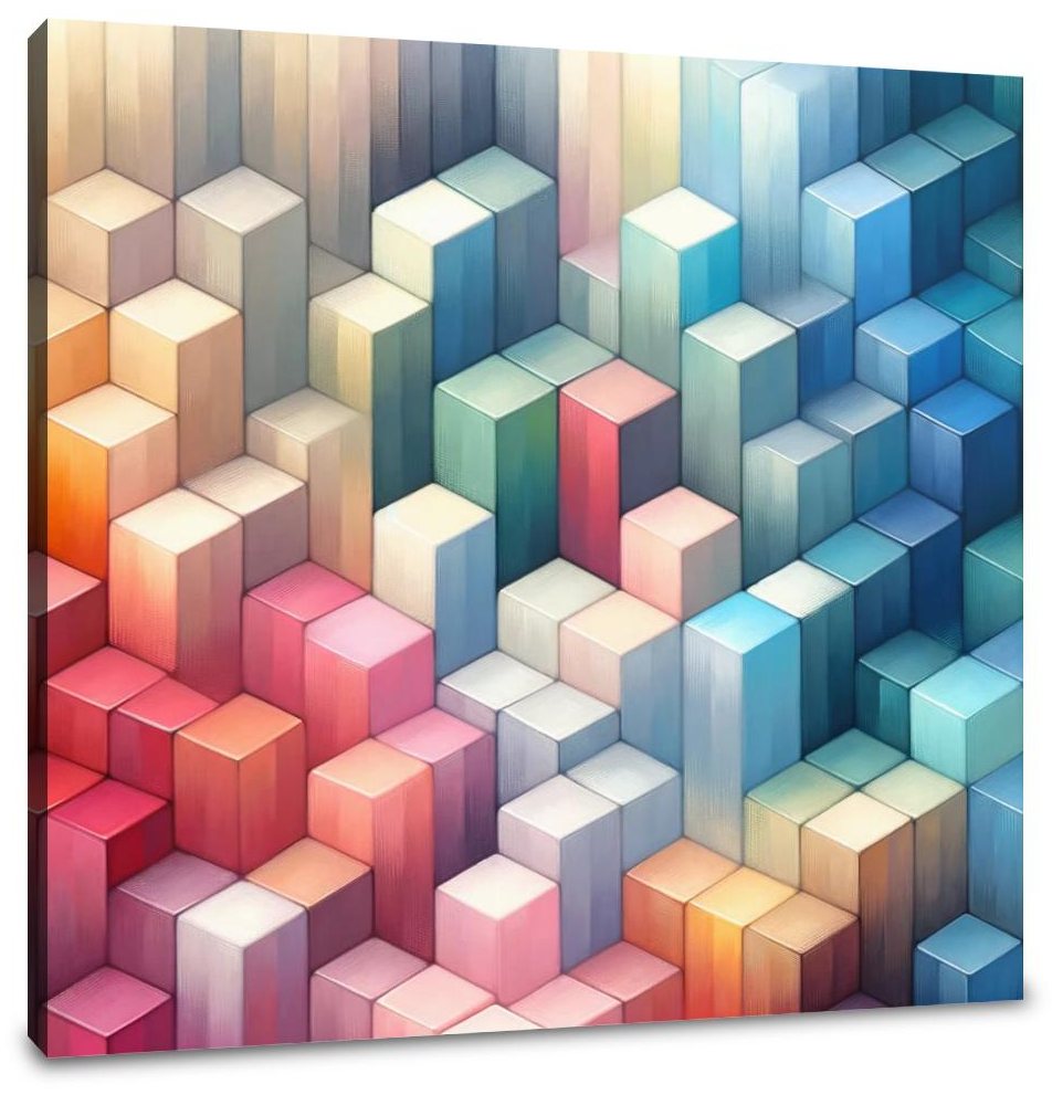 Pastel Serenity Cube Mosaic Canvas
