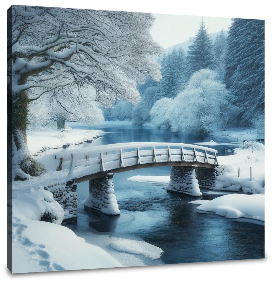 Winter Bridge Tranquility Canvas