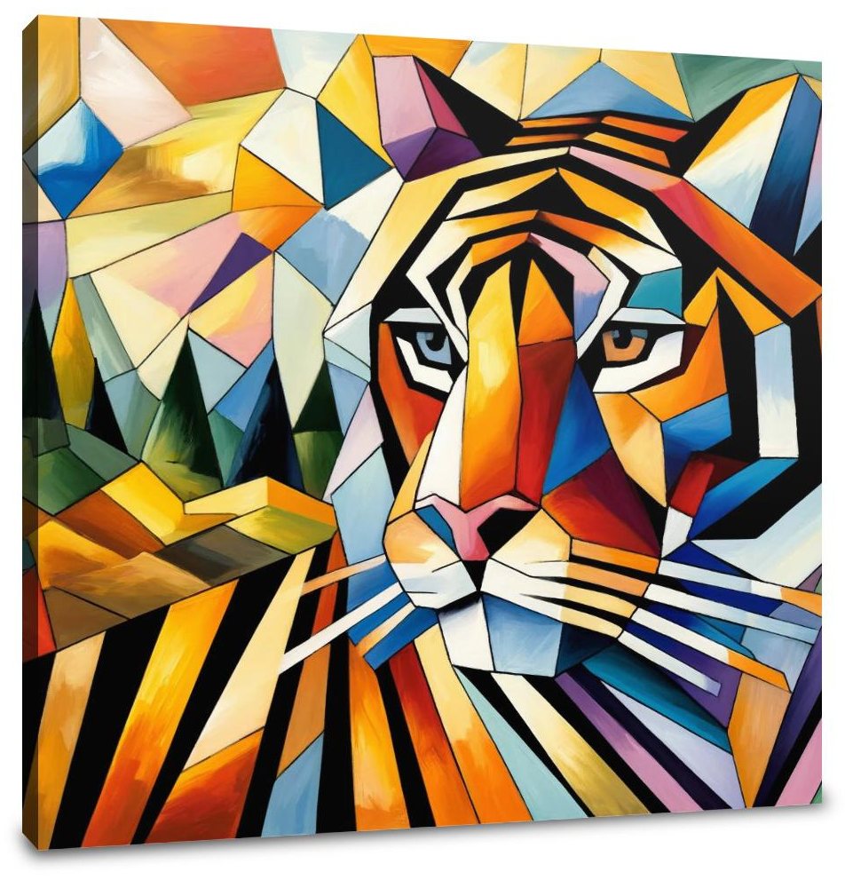Cubist Tiger Mosaic Canvas