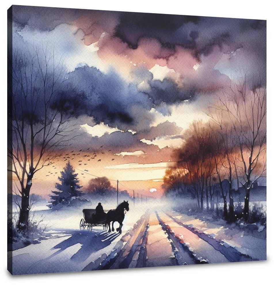 Melancholic Dawn Sleigh Ride Canvas